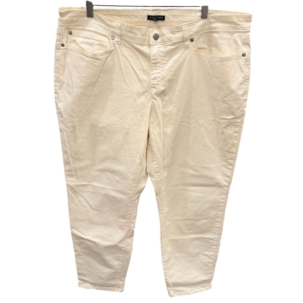 Eileen Fisher Jeans Women Cream Cropped Tapered Leg Quiet Luxury Size 18